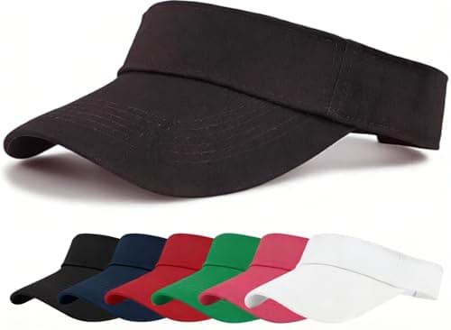 Image of Zando Sun Visors for Women Adjustable UV Protection Golf Visor Hat Lightweight Empty Top Cap for Tennis Running Beach, Ponytail Sports Headband with Breathable Sweatband, Black, One Size