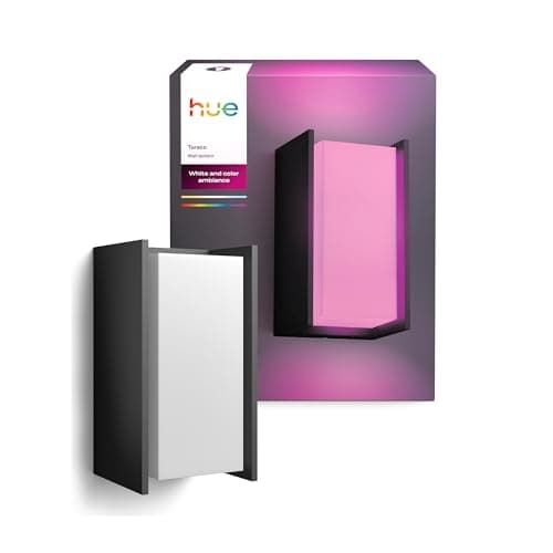 Image of Philips Hue Turaco Outdoor wall Light, Anthracite, dimmable, Warm White Light, controllable via app, Compatible with Amazon Alexa (Echo, Echo Dot), new Generation