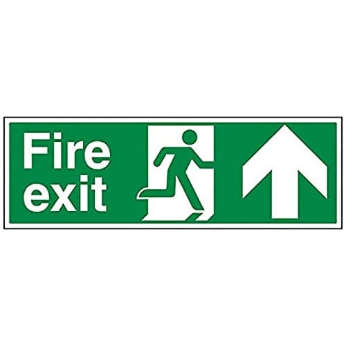 Image of V Safety Fire Exit Arrow Up Sign - 600mm x 200mm - 1mm Rigid Plastic