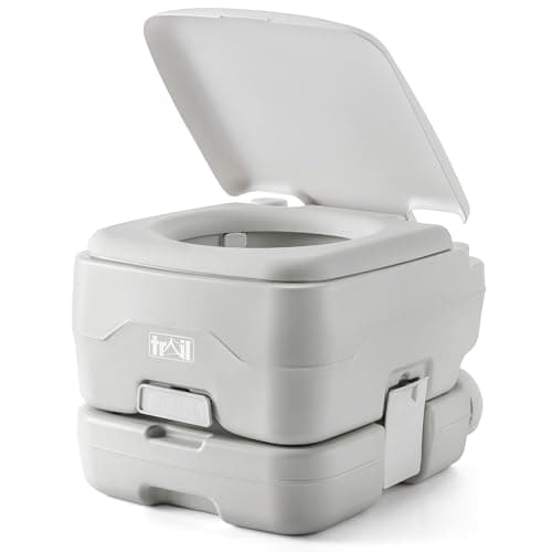 Image of Trail Outdoor Leisure Portable Camping Toilet, Compact Flushable Travel Loo, Detachable 10L Waste Tank, Hygienic Double Seal Blade Valve, Porta Potty Fishing Festival Campervan