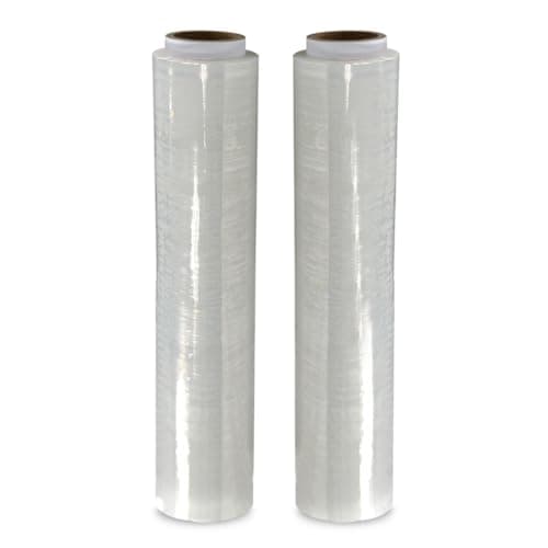 Image of JeeJaan® 2 Rolls Clear Pallet Wrap 400mm x 250m, Non-Extended, 20mu - Strong Stretch Shrink Cling Film - Ideal for Wrapping - Warehouse, Moving House & Furniture