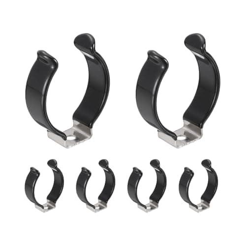 Image of sourcing map 6Pcs T12 U Clips Holder Bracket, 304 Stainless Steel LED Fluorescent Tube Clip, Lamp Support Pipe Clamps for 32mm 1 1/4" Light Bulb Tube Rod Mounting Accessories, 47mm H, Black