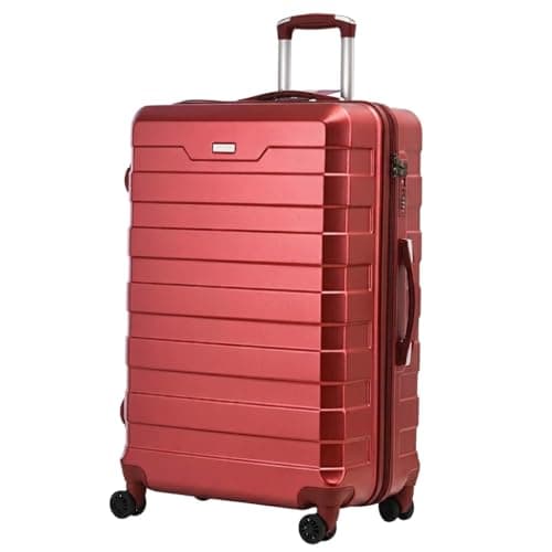 Image of RMW Suitcase Large Medium Cabin Size | Hard Shell | Lightweight | 4 Dual Spinner Wheels | Trolley Luggage Suitcase | Hold Check in Luggage | TSA Combination Lock (Red Wine, Cabin 20")