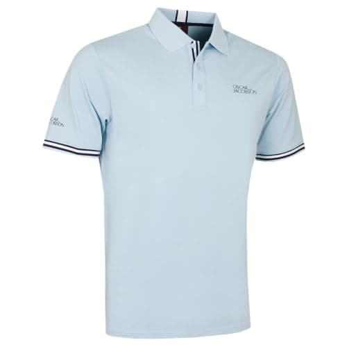 Image of Oscar Jacobson Mens Durham Tour Golf Polo Shirt - Cool Blue/Navy - M