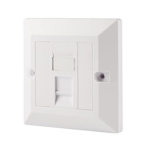 Image of rhinocables CAT5e Ethernet Faceplate | Double 2 & Quad 4 RJ45 Gang Wall Sockets | Simple CAT 5 Setup for Printers, VoIP, Phones & More | Network Expansion for Home or Business (1 Port,Pack of 1)