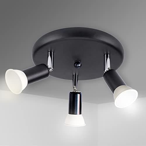 Image of Sweier LED Ceiling Light GU10, 5W Rotatable 3 Way Black Spotlight 6000k Cool White for Kitchen, Living Room