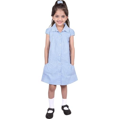 Image of A2Z 4 Kids Girls Uniform School Dress Soft Comfortable Gingham - Uniform Dress 648 Light Blue 8-9