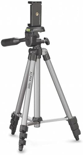 Image of Cullmann - 52102 - Alpha 1000 - Mobile Tripod with Universal Phone Mount (106 cm Extension Height, Packed Size 37 cm, Weight 0.5 kg, Maximum Load 1 kg) - Silver