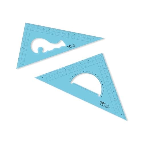 Image of Yosogo Pack of 2 Large Transparent Triangle Ruler Set Square: 12 Inch- 30/60 Degree & 9 inch 45/90 Degree | Essential for School and Work use (INCH Scale)