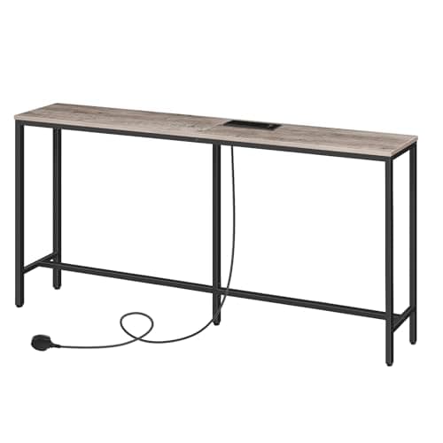 Image of MAHANCRIS Console Table with Power Outlet, 160 cm Narrow Sofa Table, Industrial Entryway Table with USB Ports, Behind Couch Table for Entryway, Hallway, Foyer, Living Room, Bedroom ACTHG16KE01N1
