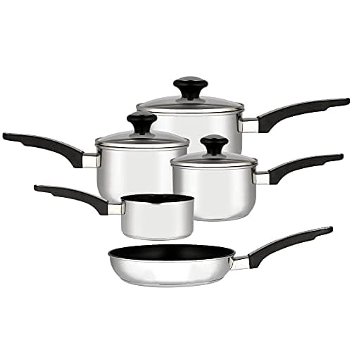 Image of Prestige Everyday Milkpan, Saucepan and Frypan Set of 5 - 5 year guarantee, Silver