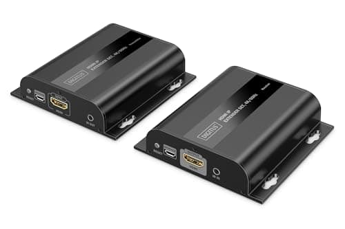 Image of Digitus HDMI IP Extender Set - UHD 4k 60Hz - HDMI 2.0 - Range up to 200m - Transmitter and Receiver - Up to 253 Receivers - CAT 6 - Black