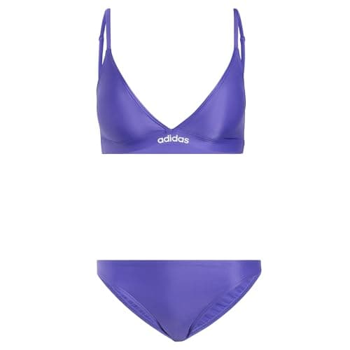 Image of adidas Women's Padded 2-Way Straps Triangle Bikini Set Swimwear, Solar Purple/White, 44