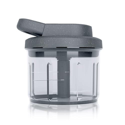 Image of Zyliss Easy Pull Food Processor | 800ml Capacity | Manual Handheld Onion/Garlic/Vegetable Chopper/Slicer/Blender with Pull Cord | Grey | Dishwasher Safe