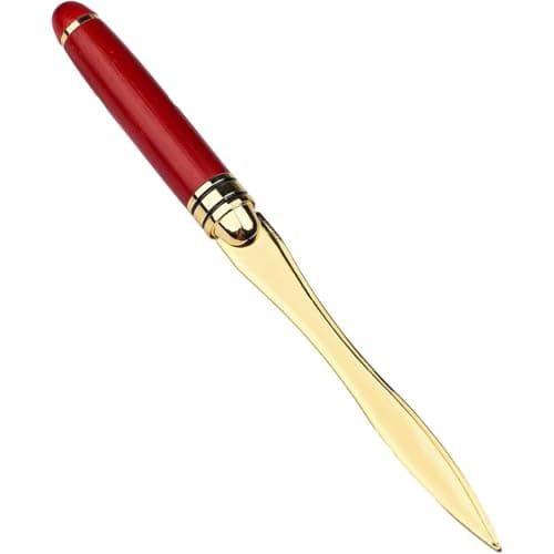 Image of Golden Wooden Handle Letter Opener - Envelope Split File Opener for Home Office School