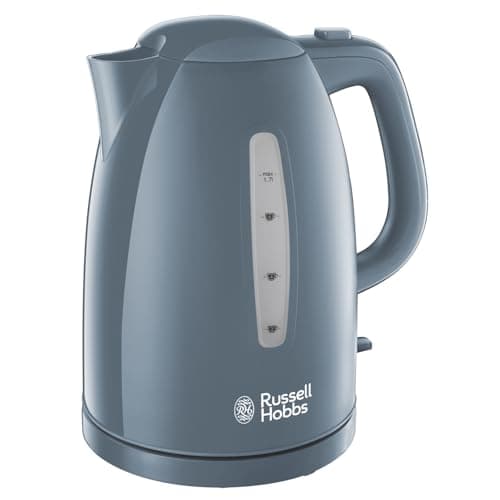 Image of Russell Hobbs Textures Electric 1.7L Cordless Kettle (Fast Boil 3KW, Grey premium plastic, matt & high gloss finish, Removable washable anti-scale filter, Push to open lid, Perfect pour spout) 21274