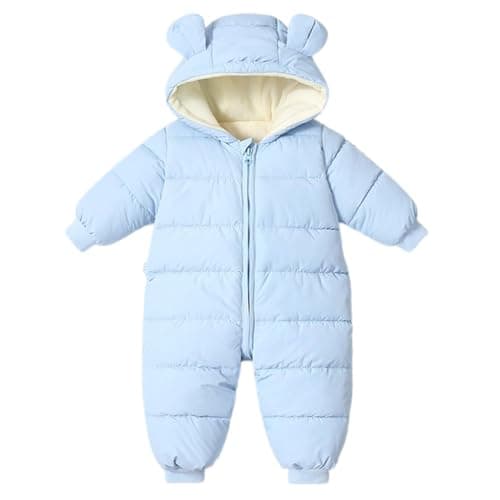 Image of HengBo LED Baby Boys Girls Snowsuit Winter Clothes Suit Newborn Thick Zipper Fleece Hooded Jumpsuit Romper Bear Outfit Infant Warm Coat Outwear
