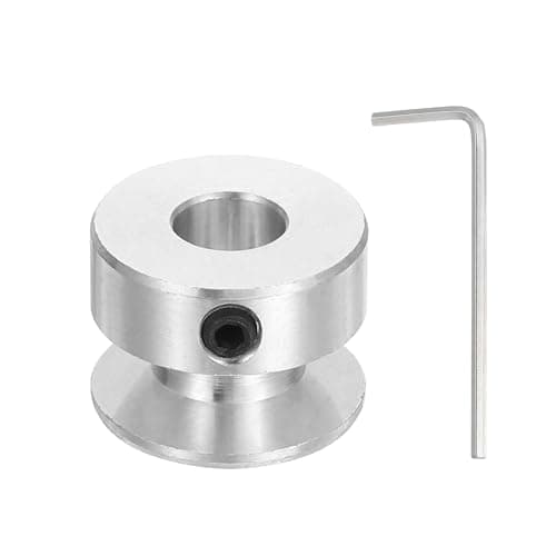 Image of PATIKIL 8mm Fixed Bore 20mm OD Single Groove Pulley, Aluminum Alloy Mechanical V-Belt Pulley with Hex Wrench for Motor Shaft Drilling Machine 5-6 mm PU Round Belt, Silver