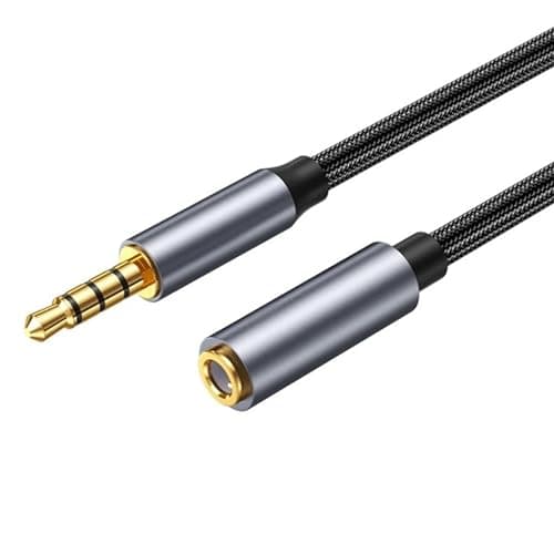 Image of 2m 3.5mm Mic Extension Cable Braided Stereo Audio 4-Pole Microphone TRRS Aux Jack Headphone Male to Female compatible with Earphone Car Aux PS4 PS5 Xbox Controller Soundbar Gaming Headset TV etc.
