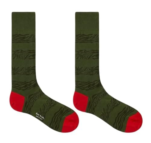 Image of Paul Smith Dean Zebra Stripe Dark Green Red Toe Heel. One Size