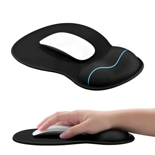 Image of EooCoo Gel Mouse Mat with Wrist Support, Ergonomic Mouse Pad with Wrist Rest Support and Non-Slip PU Base, Durable, Washable, Matt Mousepad Desk Accessories for PC Laptop Computer Mice - Black