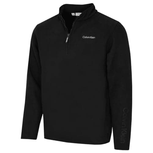 Image of Calvin Klein Mens Thompson Half Zip Fleece Sweater - Black - XL