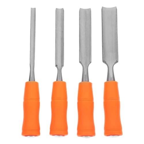 Image of DOITOOL Wood Gouge Chisel Set: 4 Pieces Professional Wood Chisels for Carpentry for Woodworking and Carving (Outer Opening Gouge 6mm,12mm,18mm and 24mm)
