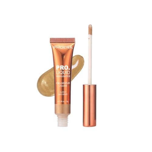 Image of PHOERA Pro Glow Liquid Highlighter Wand – Dewy Face & Body Shimmer Makeup – Long-Lasting Lightweight Illuminating Highlighter – Buildable, Vegan, 4 Shades (304 Bronze)