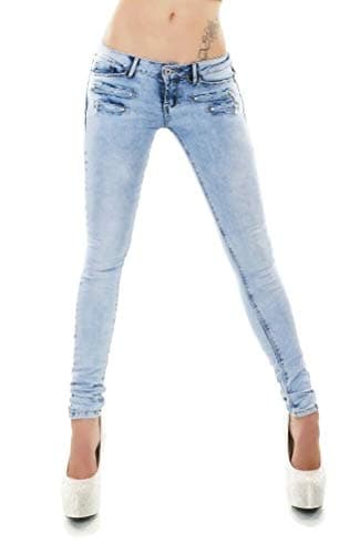 Image of Noir Triple XXX Women's Skinny Low Waist Jeans Slim Stretch Denim Pants Sizes UK 4-12 (10, Light Blue)