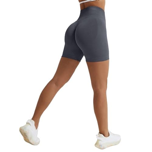 Image of Vertvie Scrunch Bums Gym Shorts for Women Seamless High Waisted Workout Sexy Hip Lifting Tummy Control Booty Shorts for Sports Running Cycling Yoga (Dark Grey,S)