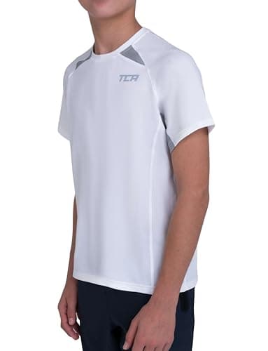 Image of TCA Quickdry Boys T Shirt for Football, Sport, Training - Boys Football Kit for Kids, Boys T Shirts - White, 6-8 Years