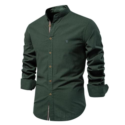 Image of Mrat Men's Long Sleeve Shirts Cotton Stretch Wrinkle Free Oxford Formal Dress Shirt Business Casual Wedding Work Button Down Shirts Regular Fit Lightweight Soft Tee Office Solid Color