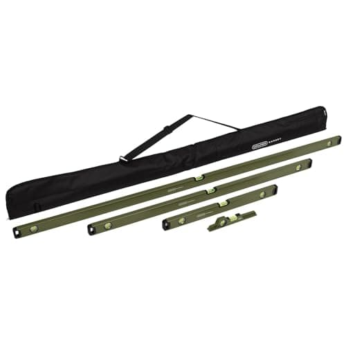 Image of Draper Expert Box Spirit Levels (4 Piece Set) | 1800mm, 1200mm, 600mm & 250mm Bubble Levelling Tool | High Precision 1 x 180° Domed/Arc Central Vial & 2 x 90° Vials | Heavy Duty Aluminium