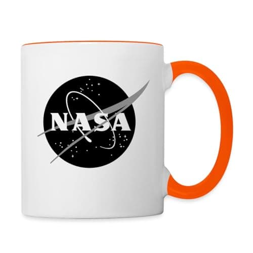 Image of Spreadshirt NASA Official Merchandise Black and White Logo Two-Tone Mug, One Size, White/Orange