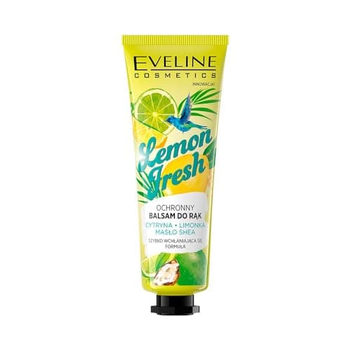 Image of Eveline Cosmetics Lemon Fresh LEMON FRESH Citrus Hand Balm - Nourishing & Hydrating Hand Cream with Shea Butter, Argan Oil and Lime Extract - 50ml