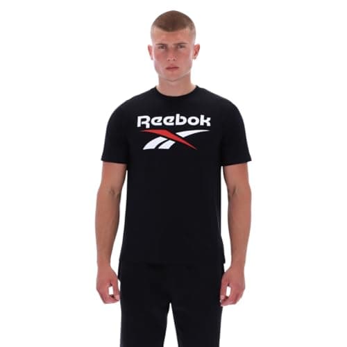 Image of Reebok Men's Bruno Big Logo Crew Neck SS Tee Shirt, Black, M