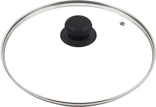 Image of DIOXSTAR Transparent Glass Lid Cover, Heat Resistance, Ensuring Long-Lasting Performance, Ergonomic Knob, Comfortable, Sleek, Modern Design, Easy-Grip Knob, (26CM)