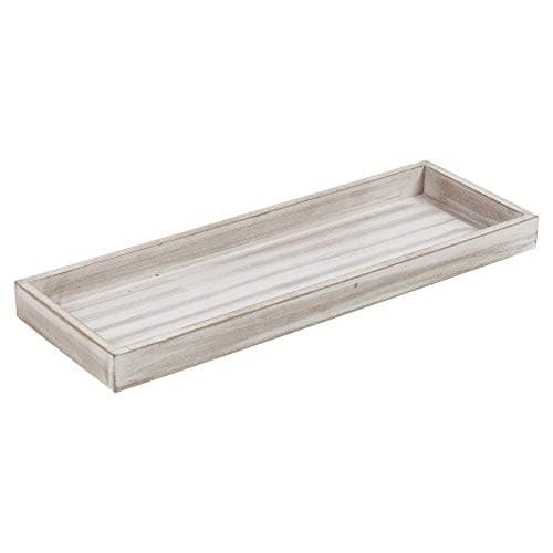 Image of URBNLIVING Wooden Grey Distressed Shabby Chic Candle Light Tray Holder Table Setting Decoration