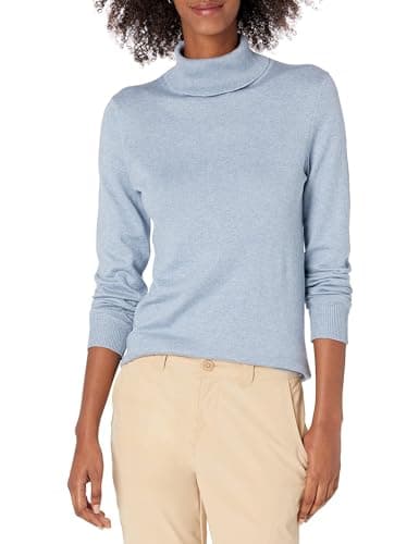 Image of Amazon Essentials Women's Classic-Fit Lightweight Roll Neck Long-Sleeve Jumper (Available in Plus Size), Indigo Blue Heather, L