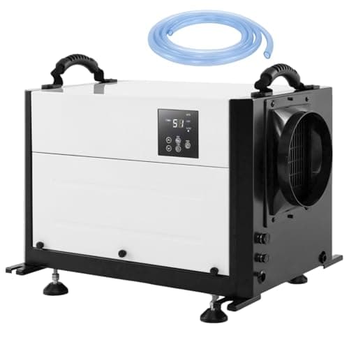 Image of HOMFME 50L/Day Commercial Dehumidifier, Compressor Dehumidifier with 24H Timer, Auto Defrost, Sleep Mode, Memory Restart, Drain Hose, Industrial Building Air Dryer for Home Basement Warehouse (White)