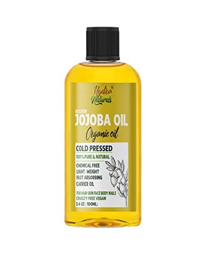 Image of Hydra Naturals 100% Pure Organic Jojoba Oil 100ml – Cold-Pressed & Unrefined, Hexane-Free Natural Carrier Oil for Hair, Face, Skin & Nails – Lightweight Moisturizer, Non-Comedogenic, Fast Absorbing