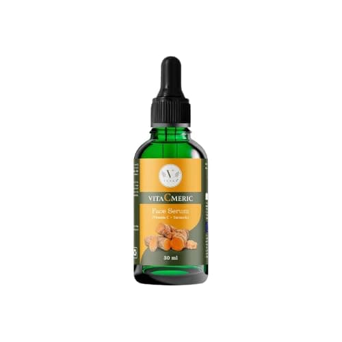 Image of VitaCmeric Vitamin C Face Serum 10% with Turmeric & Niacinamide | Brightening Serum for Dull & Uneven Skin Tone | With Hyaluronic Acid, Vitamin B5 & E | Hydrating Glow Support | 30ml