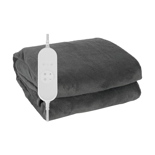 Image of COZYBRITE Electric Heated Throw Blanket Fleece with 9 Heat Settings 9 Hours Timer Auto Shut-off 130x160cm Digital Control Machine Washable TK(160X130)/1.4m2-19S-DT-ST (Grey)