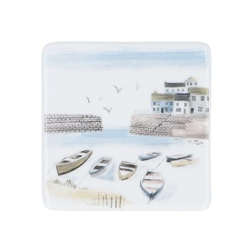 Image of Gisela Graham Nautical Design Bone China Coaster, 10cm (Harbour)