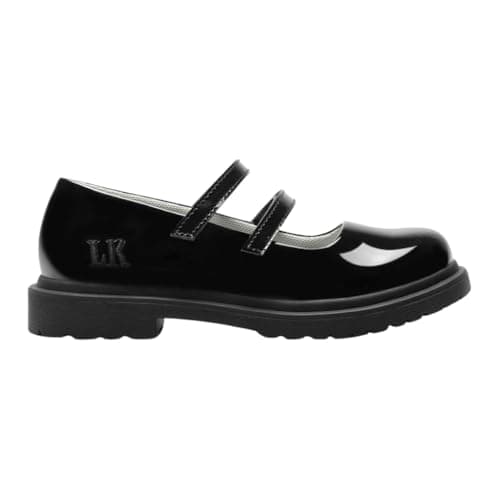 Image of Lelli Kelly LK8443 (NE03) Miss LK Maeve Black Patent Double Strap School Shoes (Black, UK Footwear Size System, Big Kid, Women, Numeric, Medium, 2.5)