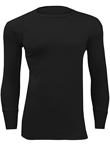 Image of 989Zé ENZO Mens Thermal Top Long Johns Tee T Shirt Underwear Ski Winter Warmer Stretch Short and Long Sleeve Base Layer (Black Long Sleeve, XL)