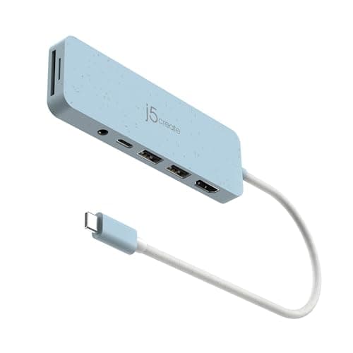 Image of j5create USB-C Multi-Port Hub with Power Delivery with 4K HDMI/2 USB-A 5Gbps/PD 100W Charging SD&Micro SD/3.5mm Audio | for MacBook Pro&Air/iPad Pro/iMac/Surface/XPS/Thinkpad/Galaxy/and More(JCD373EC)