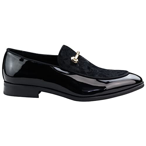 Image of TruClothing Men's Moccasin Loafers Shoes Leather Lined Slip On Velvet Smart Formal Shoe Black Blue Red - Black 11 UK
