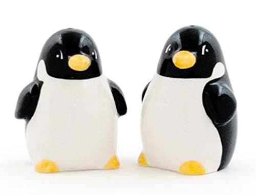 Image of Chubby Penguin Pair of Salt & Pepper Shakers/Pots - Black and White - 7 cm