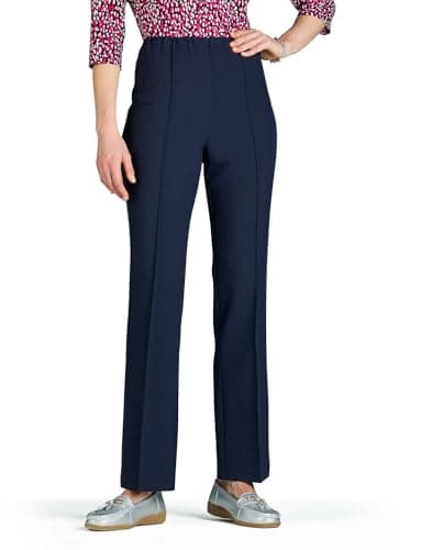 Image of Chums Ladies Figure Flattering Trousers, Fully Elasticated Waist Pull-On Comfort Pants 25" Extra Short, 27" Short, 29" Regular Navy 18